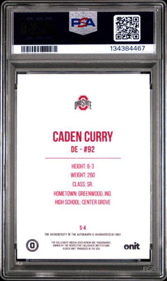 Caden Curry 2025 Onit Ohio State University Signatures #S-4 PSA 10-2