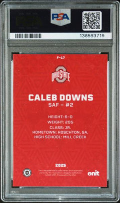 Caleb Downs 2025 Onit Ohio State University Fusion #F-17 PSA 8-2