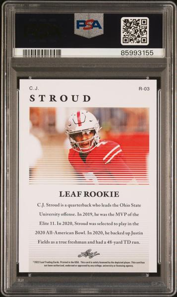 C.J. Stroud 2022 Leaf Multi-Sport Special Release Rookie #R-03 PSA 10-2