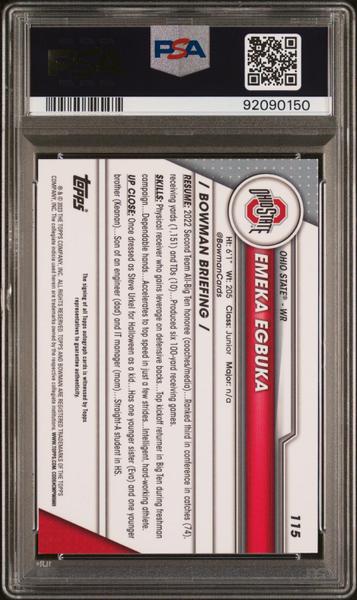 Emeka Egbuka 2023 Bowman University Chrome Autograph #115 PSA 10-2