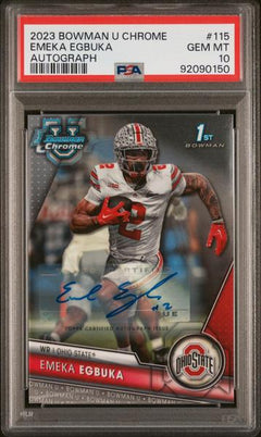Emeka Egbuka 2023 Bowman University Chrome Autograph #115 PSA 10-1