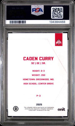 Caden Curry 2025 Onit Ohio State University Nil Parallel-Purple #P-3 239/249 PSA 10-2