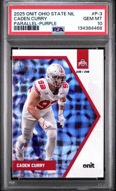Caden Curry 2025 Onit Ohio State University Nil Parallel-Purple #P-3 239/249 PSA 10-1