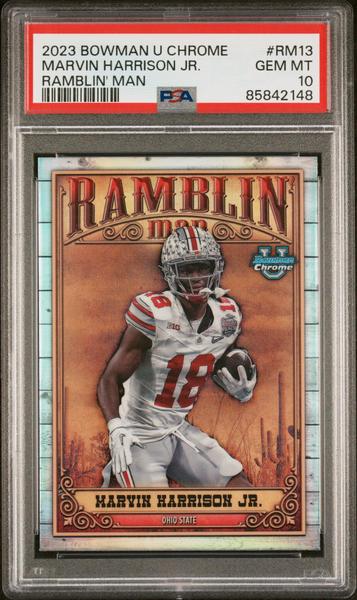 Marvin Harrison Jr. 2023 Bowman University Chrome Ramblin' Man #RM13 PSA 10