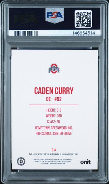 Caden Curry 2025 Onit Ohio State University Signatures #S-4 PSA 9-2