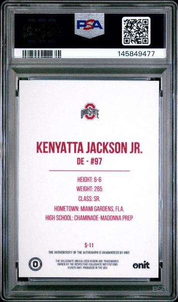 Kenyatta Jackson Jr. 2025 Onit Ohio State University Signatures Team Color Shimmer 30/199 #S-11 PSA 10-2