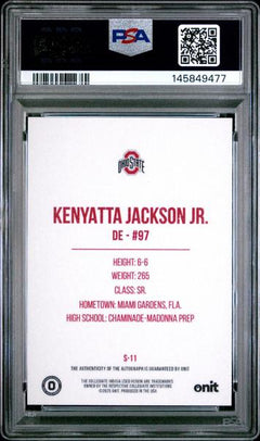 Kenyatta Jackson Jr. 2025 Onit Ohio State University Signatures Team Color Shimmer 30/199 #S-11 PSA 10-2