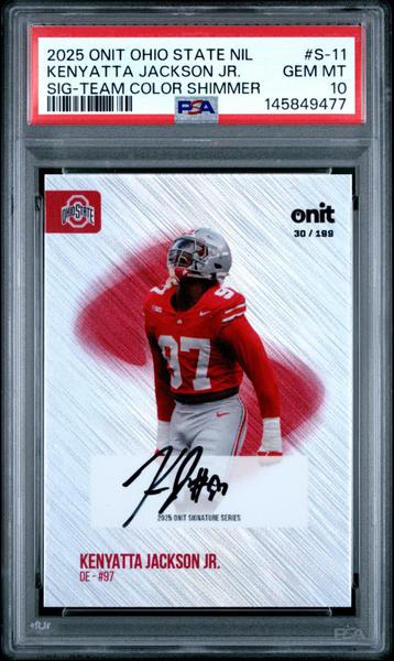 Kenyatta Jackson Jr. 2025 Onit Ohio State University Signatures Team Color Shimmer 30/199 #S-11 PSA 10