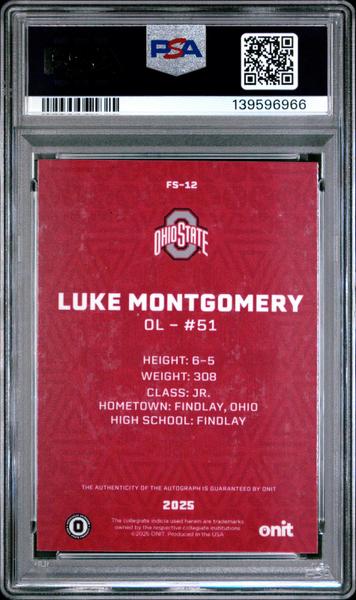 Luke Montgomery 2025 Onit Ohio State University Fusion Signatures 5/60 #FS-12 PSA 10