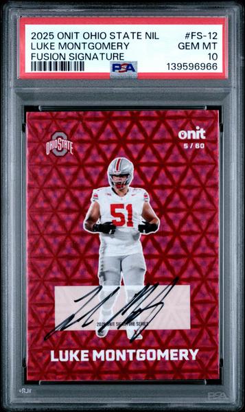 Luke Montgomery 2025 Onit Ohio State University Fusion Signatures 5/60 #FS-12 PSA 10
