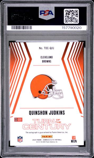 Quinshon Judkins 2025 Panini Donruss Elite Turn Of The Century Autographs Red 27/75 #TOCQJU PSA 9-2