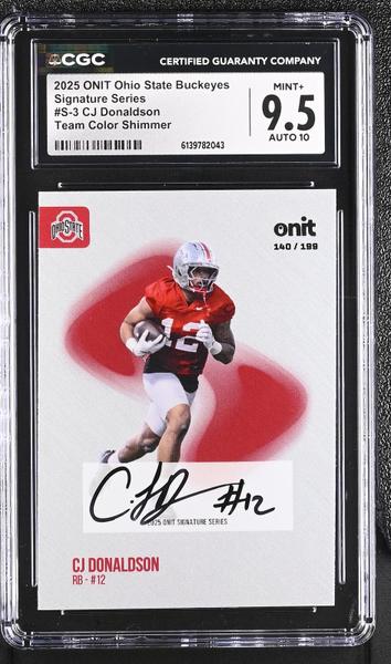CJ Donaldson Team Color Shimmer 2025 Ohio State Buckeyes Signature Series #S-3 140/199 CGC 9.5