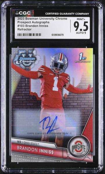 Brandon Inniss Refractor 2023 University Chrome Prospect Autographs #103 330/499 CGC 9.5