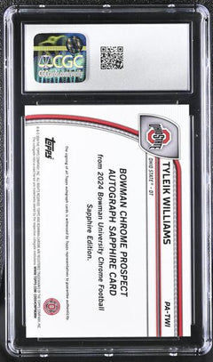 Tyleik Williams Orange 2024 University Sapphire Prospect Autographs #PA-TWI 2/25 CGC 10-2