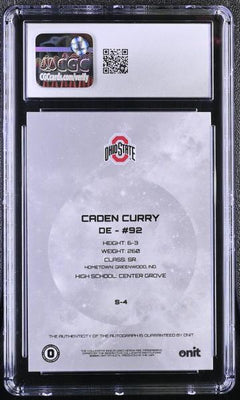Caden Curry 2025 Ohio State Buckeyes Signature Series #DNU 74/99 CGC 10-2