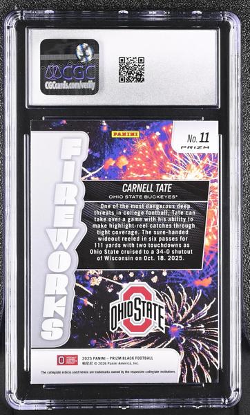 Carnell Tate Silver 2025 Prizm Black Fireworks #11 CGC 9.5-2