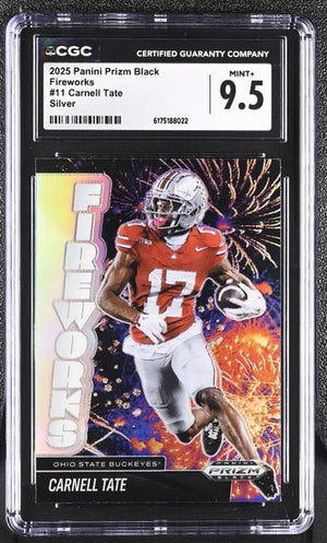 Carnell Tate Silver 2025 Prizm Black Fireworks #11 CGC 9.5