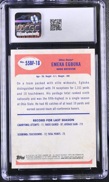 Emeka Egbuka 2023 University Chrome '55 Bowman Football #55BF-18 CGC 10