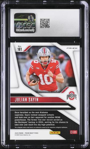 Julian Sayin Ruby Wave 2025 Prizm Draft Picks #161 CGC 9.5-2