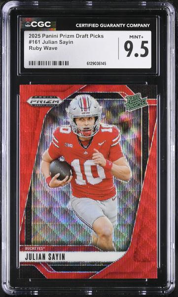 Julian Sayin Ruby Wave 2025 Prizm Draft Picks #161 CGC 9.5-1