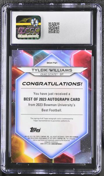 Tyleik Williams Gold Refractor 2023 University Best of '23 Autographs #BOA-TWI 25/50 CGC 9-2