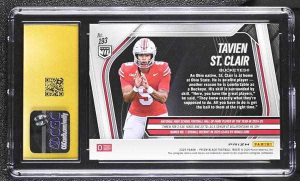 Tavien St. Clair Silver 2025 Prizm Black #193 CGC PRISTINE 10-2