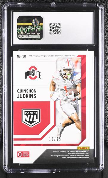Quinshon Judkins Cracked Ice 2024-25 Ohio State Legendary Contenders Autographs #50 16/25 CGC 9.5-2