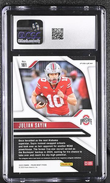 Julian Sayin Gold Ice 2025 Prizm Draft Picks #161 CGC 9-2