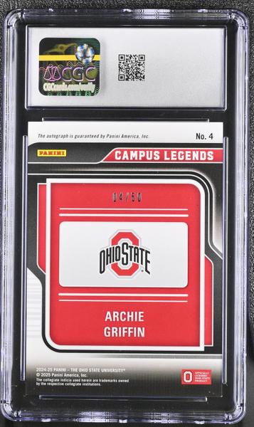 Archie Griffin Purple 2024-25 Ohio State Contenders Campus Legends Autographs #4 4/50 CGC 9-2