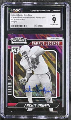 Archie Griffin Purple 2024-25 Ohio State Contenders Campus Legends Autographs #4 4/50 CGC 9-1
