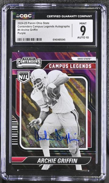 Archie Griffin Purple 2024-25 Ohio State Contenders Campus Legends Autographs #4 4/50 CGC 9-1