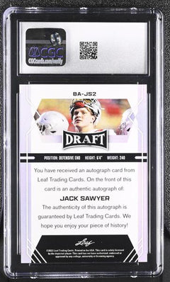 Jack Sawyer 2022 Draft Autographs #BA-JS2 CGC 9-2