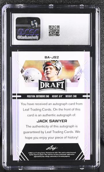 Jack Sawyer 2022 Draft Autographs #BA-JS2 CGC 9-2
