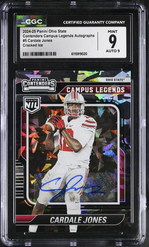 Cardale Jones Cracked Ice 2024-25 Ohio State Contenders Campus Legends Autographs 19/25 #5 CGC 9