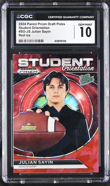 Julian Sayin Red Ice 2024 Prizm Draft Picks Student Orientation #SO-JS CGC 10