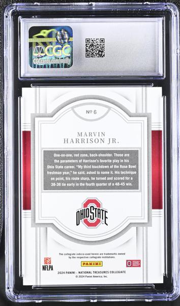 Marvin Harrison Jr. 2024 Nat'l Treasures Collegiate #6 26/99 CGC 10