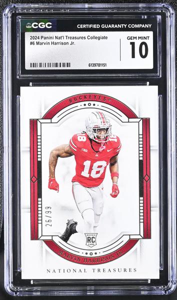 Marvin Harrison Jr. 2024 Nat'l Treasures Collegiate #6 26/99 CGC 10