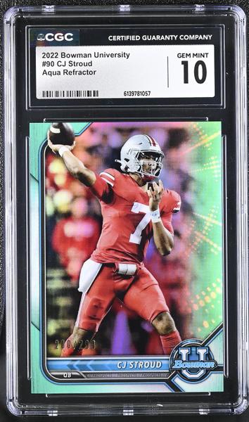 CJ Stroud Aqua Refractor 2022 University 200/299 #90 CGC 10