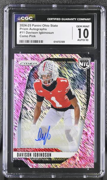 Davison Igbinosun Camo Pink 2024-25 Ohio State Prizm Autographs #11 CGC 10-1
