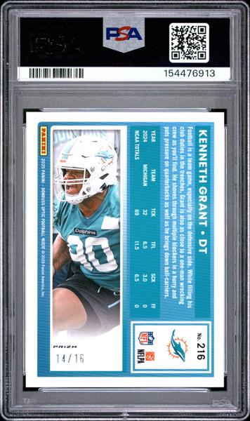 Kenneth Grant 2025 Panini Donruss Optic Footballs 14/16 #216 PSA 10-2