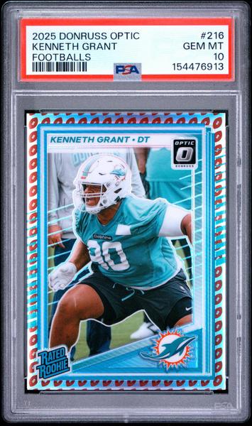 Kenneth Grant 2025 Panini Donruss Optic Footballs 14/16 #216 PSA 10-1