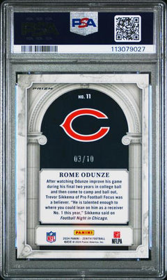 Rome Odunze 2024 Panini Zenith Z Marquee Gold 3/10 #11 PSA 8-2