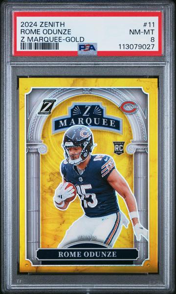 Rome Odunze 2024 Panini Zenith Z Marquee Gold 3/10 #11 PSA 8-1