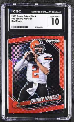 Johnny Manziel Red Power 2025 Prizm Black 48/75 #33 CGC 10