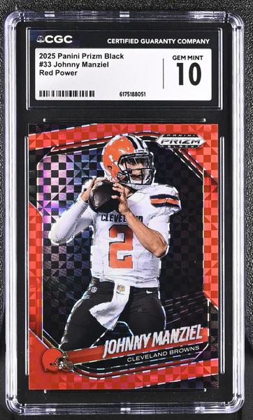 Johnny Manziel Red Power 2025 Prizm Black 48/75 #33 CGC 10