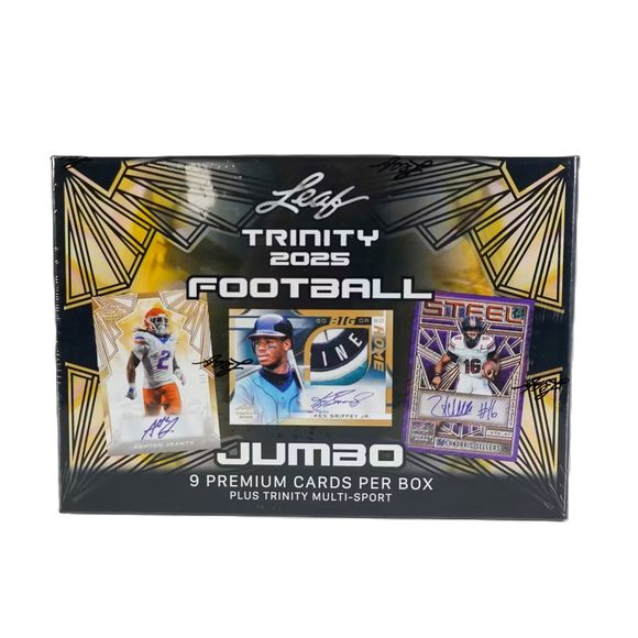 Product 2025 Leaf Trinity Football Hobby Jumbo Box **PRESALE** Link