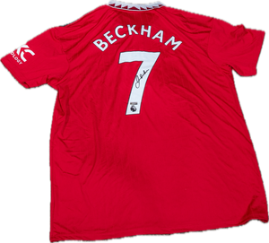 David Beckham Autographed #7 Manchester United 2022-23 Replica Home Jersey