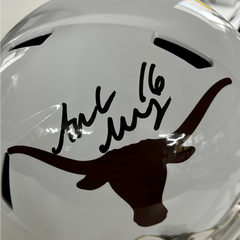 Arch Manning Autographed University of Texas Full-Size White Speed Replica Helmet-2