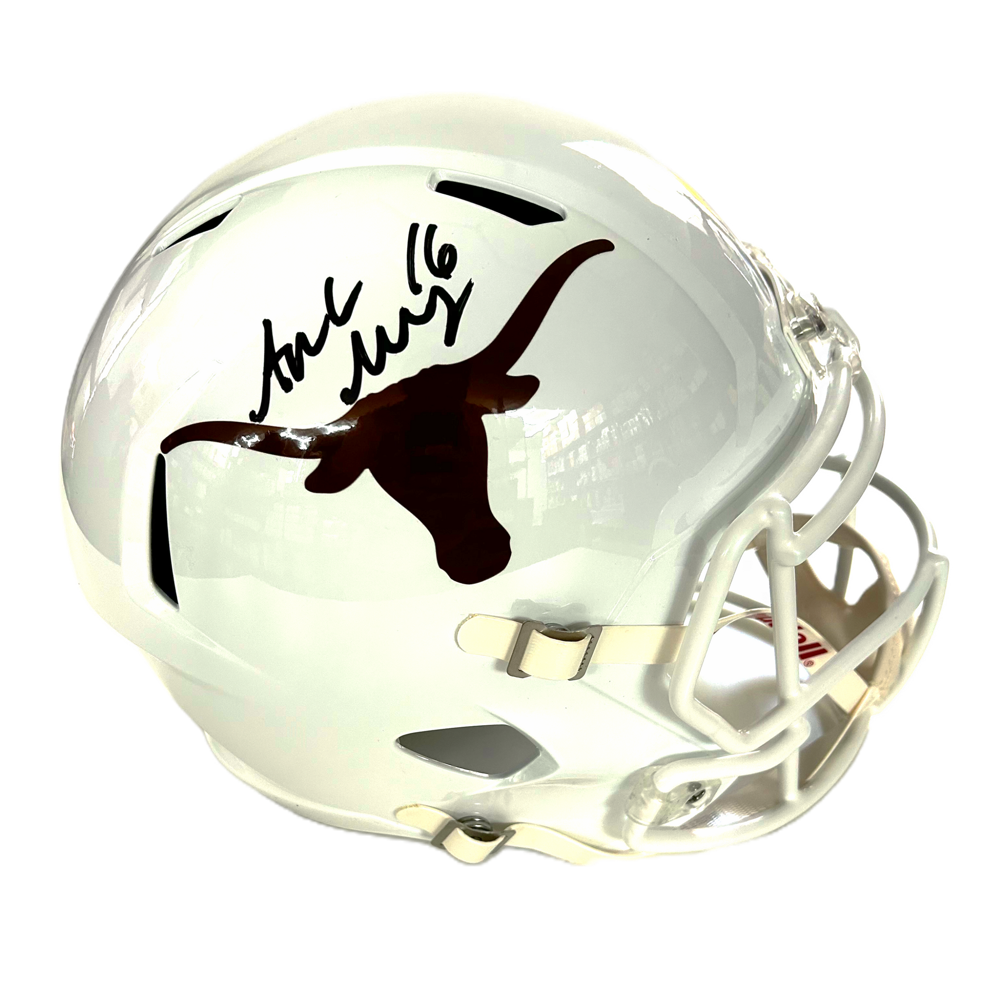 Arch Manning Autographed University of Texas Full-Size White Speed Replica Helmet-1