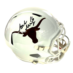 Arch Manning Autographed University of Texas Full-Size White Speed Replica Helmet